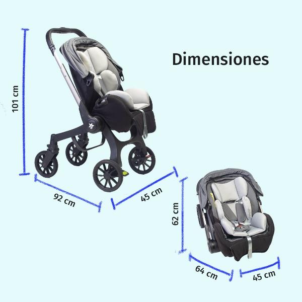 Carriola Para Bebé Starkids Lyra Convertible A Autoasiento gris