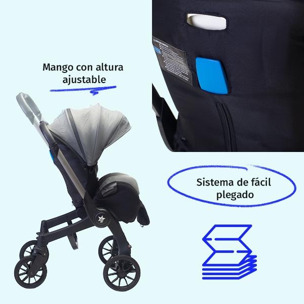 Carriola Para Bebé Starkids Lyra Convertible A Autoasiento gris
