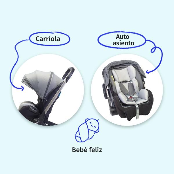 Carriola Para Bebé Starkids Lyra Convertible A Autoasiento gris