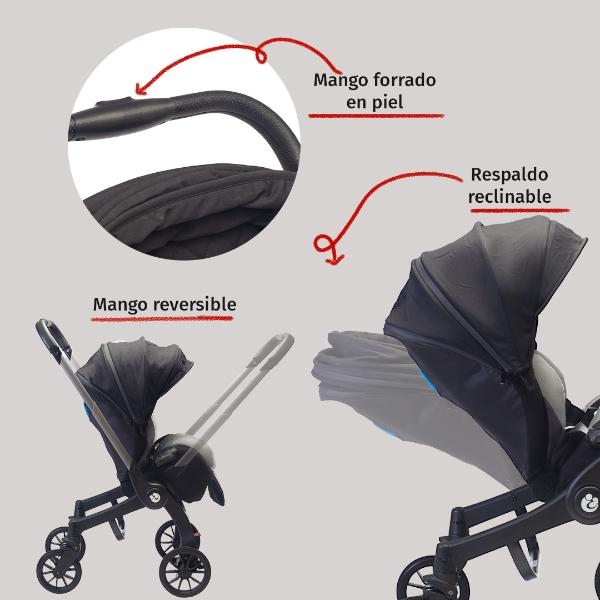 Carriola Para Bebé Starkids Lyra Convertible A Autoasiento negro