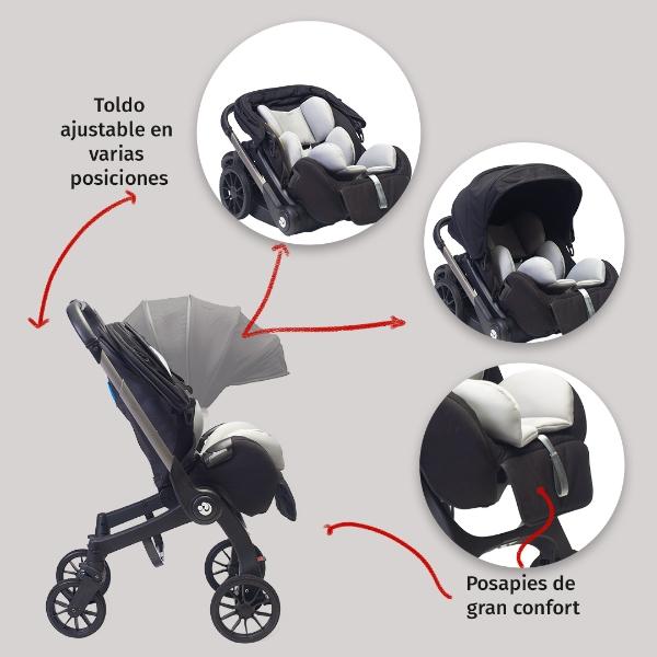 Carriola Para Bebé Starkids Lyra Convertible A Autoasiento negro