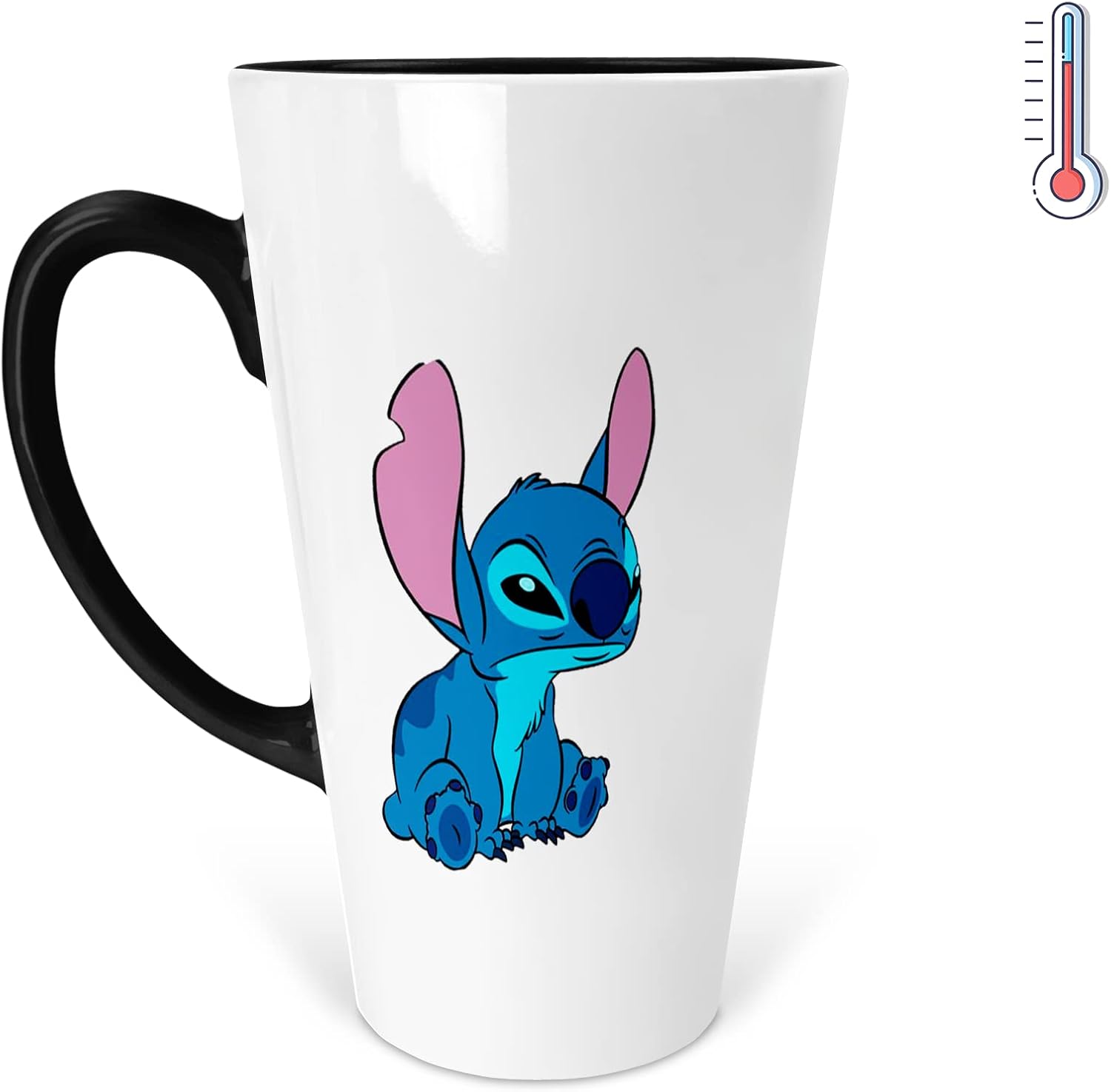  Taza Mágica Cónica Stitch No Toques Mi Taza Meme Divertido | 500 ml |Térmica cambia de color | Para café o té