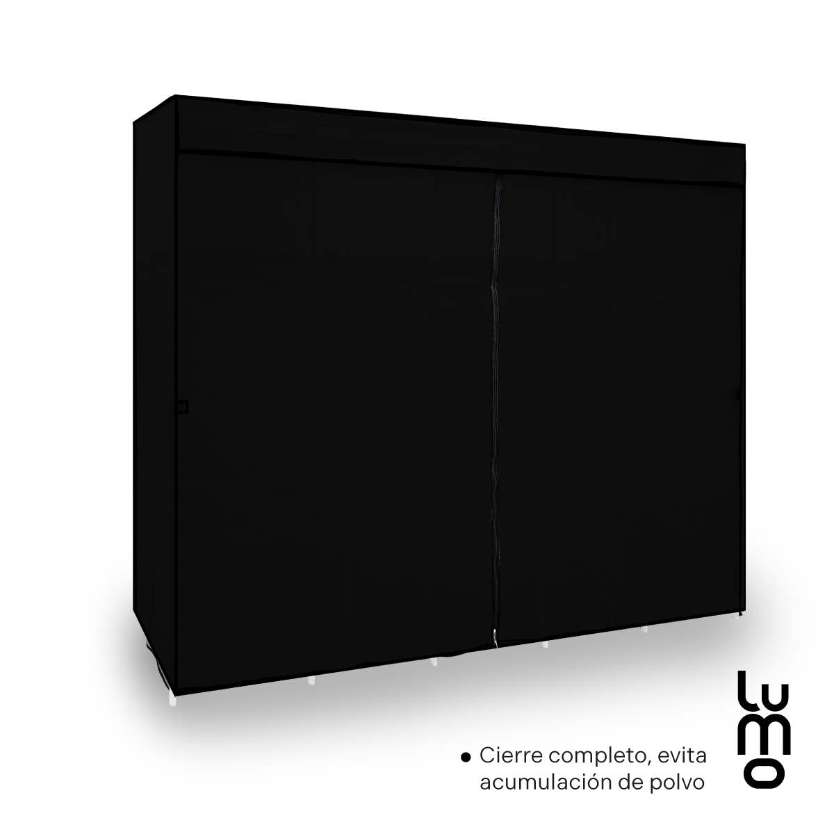 165cm Closet Grande Ropero armario reforzado Portatil Negro