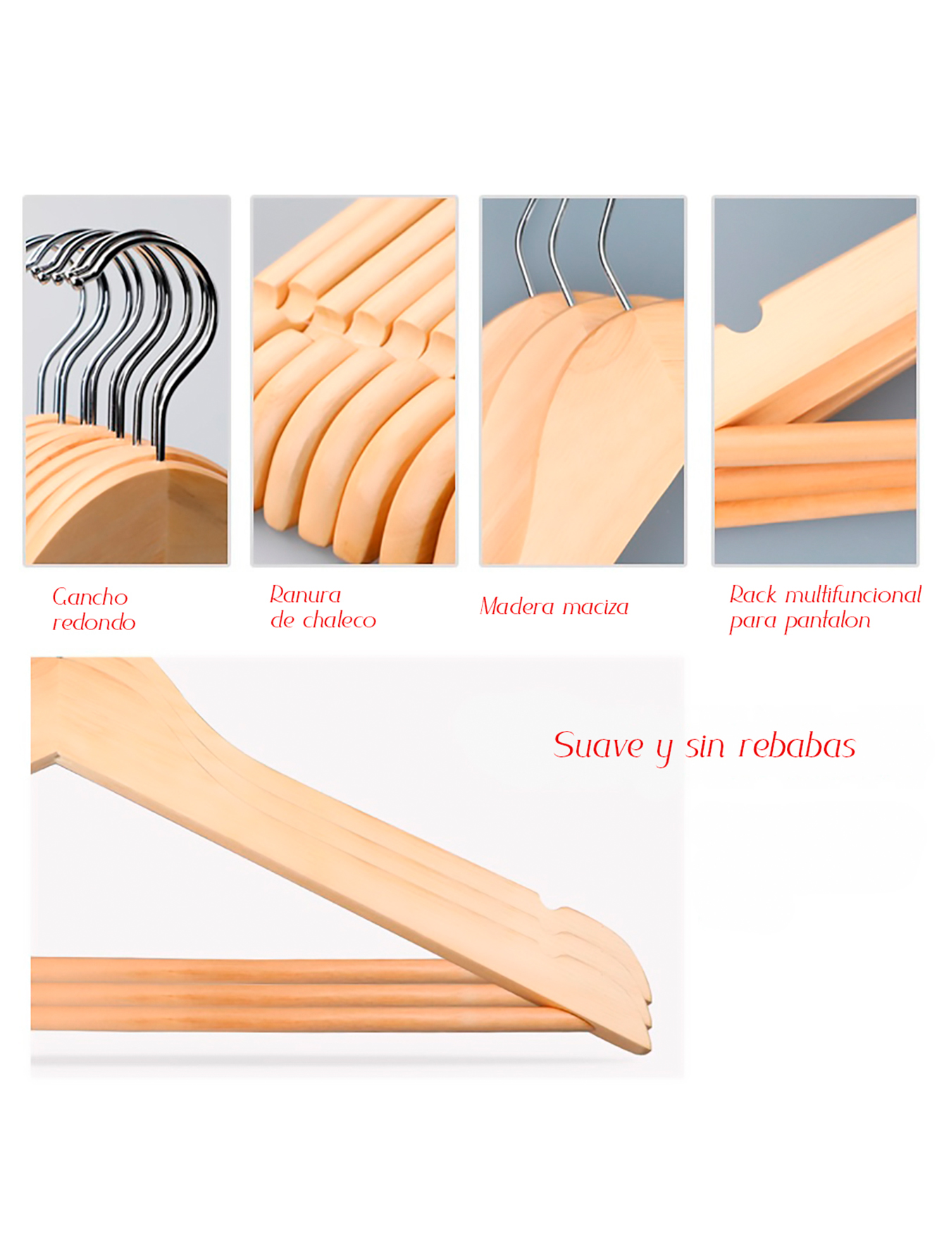 Set Brandtrendy 25 ganchos de madera y 7 cubre polvos para organizar la ropa
