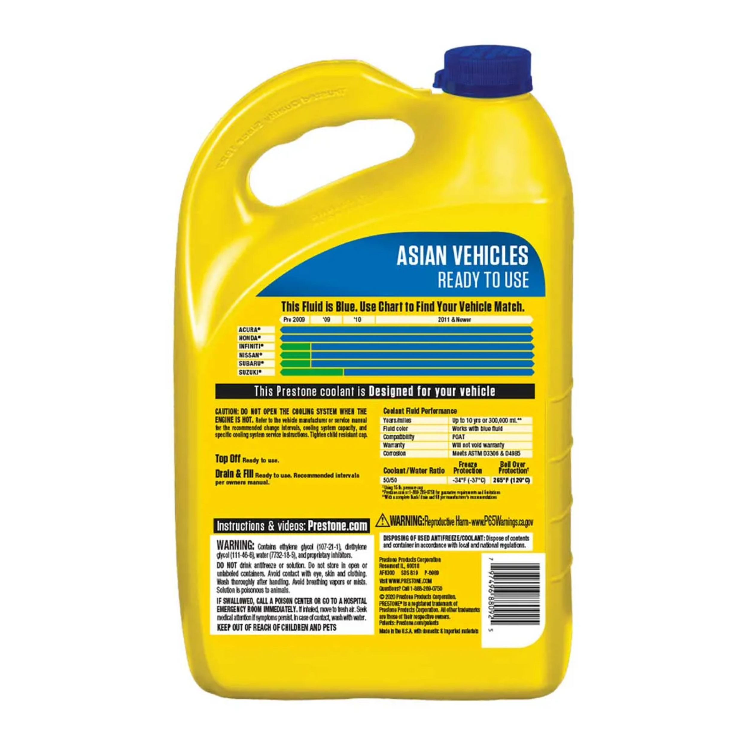 ANTICONGELANTE LISTO P/USAR 50/50 AUTOS ASIATICOS PRESTONE 