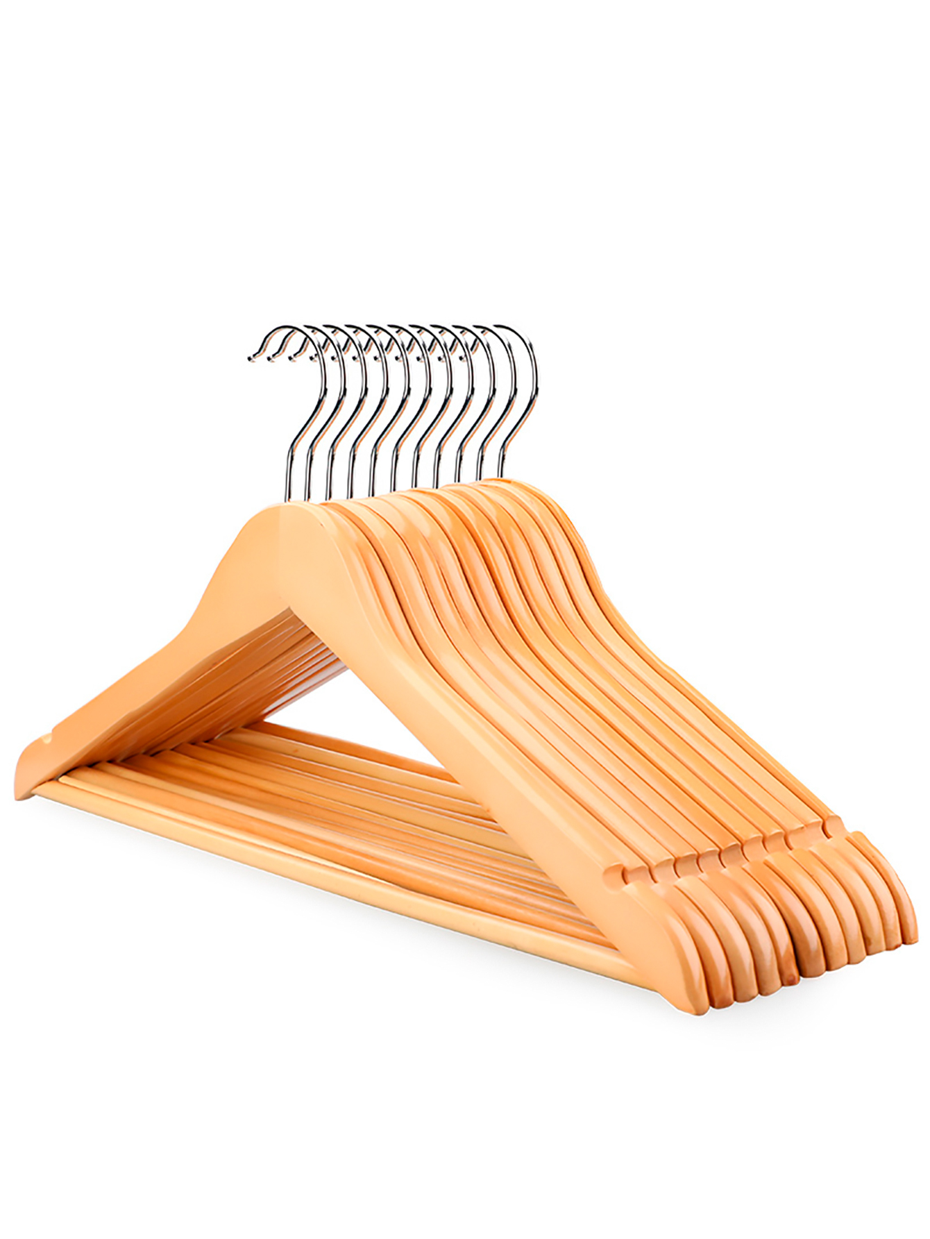 Set Brandtrendy 25 ganchos de madera y 7 cubre polvos para organizar la ropa