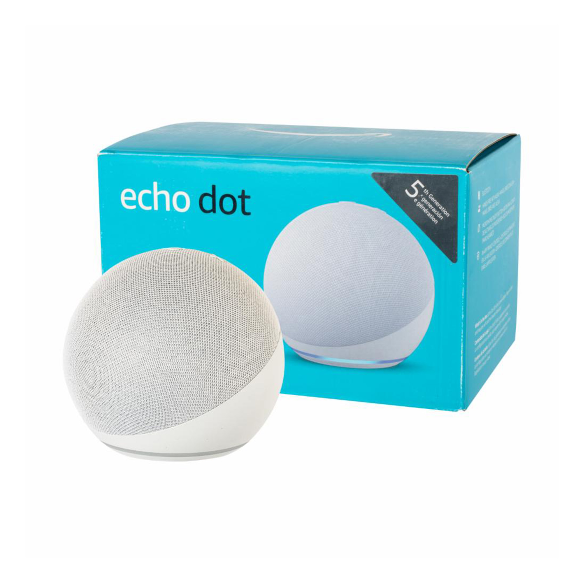 Amazon Echo Dot 5th Gen con asistente virtual Alexa, Glacier White.
