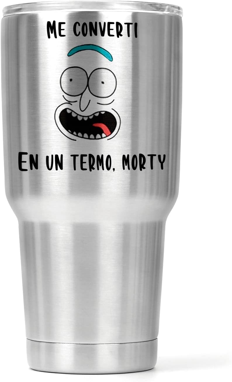 Termo Me convertí en un termo morty | Capacidad 500 Ml | Frase Rick Meme divertida