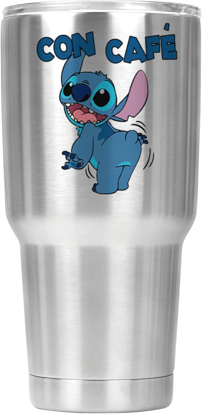 Termo Stitch Con café, sin café | Capacidad 500 Ml | Frase Meme divertida