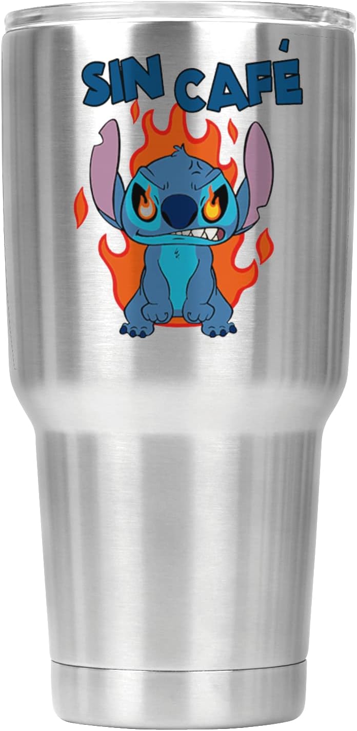 Termo Stitch Con café, sin café | Capacidad 500 Ml | Frase Meme divertida
