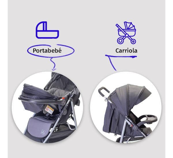 Carriola Para Bebé Aeiou Suiza Con Portabebé De Paseo Black/Gray