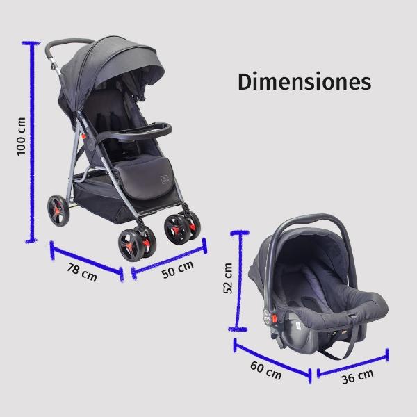 Carriola Para Bebé Aeiou Suiza Con Portabebé De Paseo Black/Gray