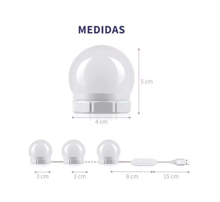 10 Focos Led Usb Luces Vanity Para Espejo De Maquillaje Color De La Luz Blanca