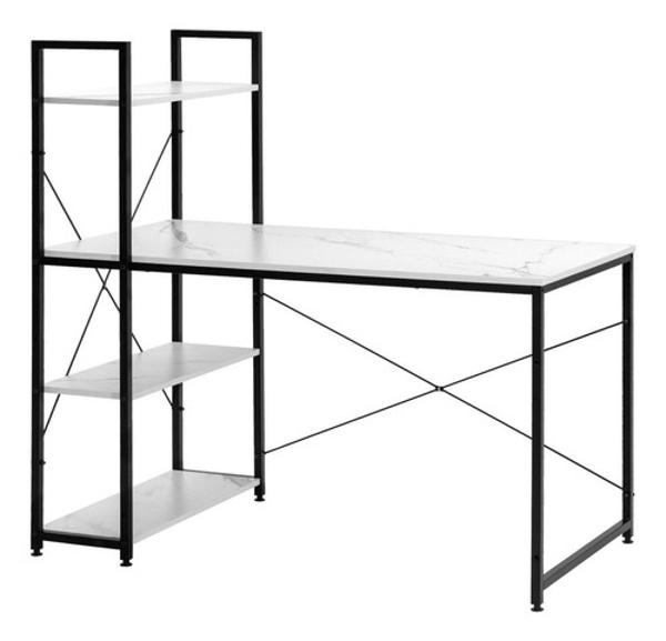Set Escritorio Blanco Repisas + Silla Ergonómica Ejecutiva