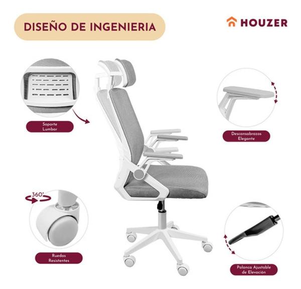 Set Escritorio Blanco Repisas + Silla Ergonómica Ejecutiva