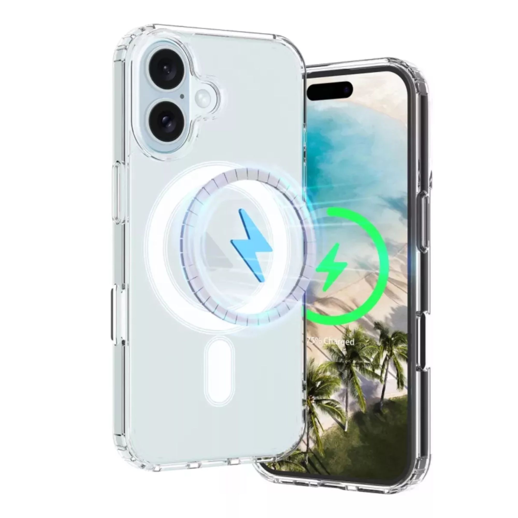 Funda Para iPhone Magsafe Uso Rudo + Cargador Inalámbrico  Iphone 13 pro max Transparente 