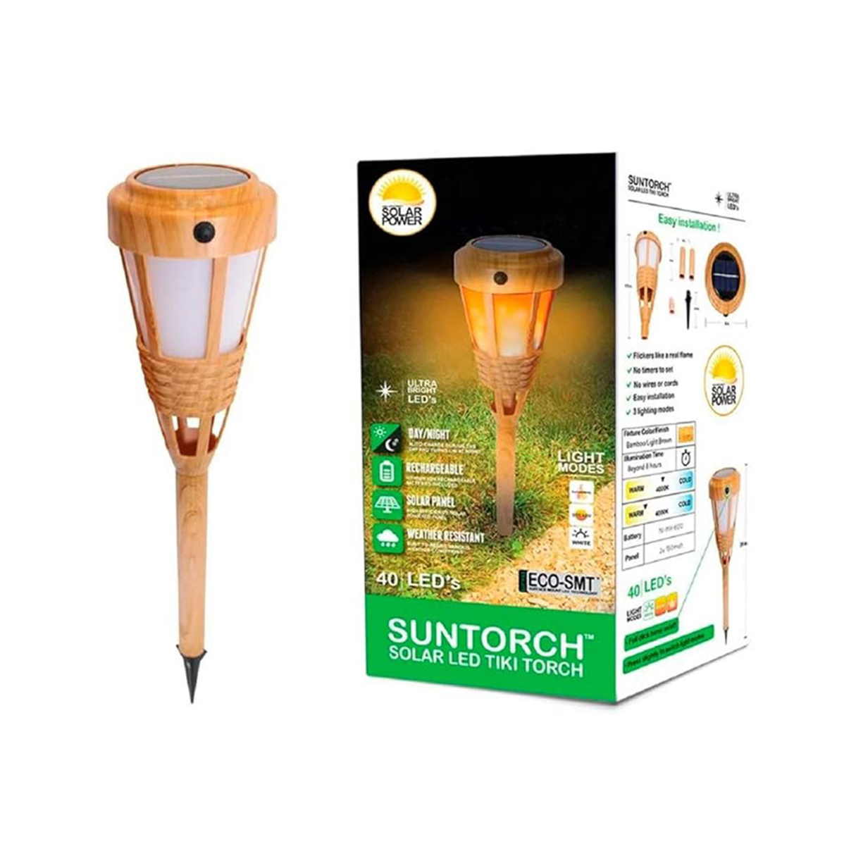 Ilios Innova 2 Lámparas solares 40 leds tipo antorcha tiki