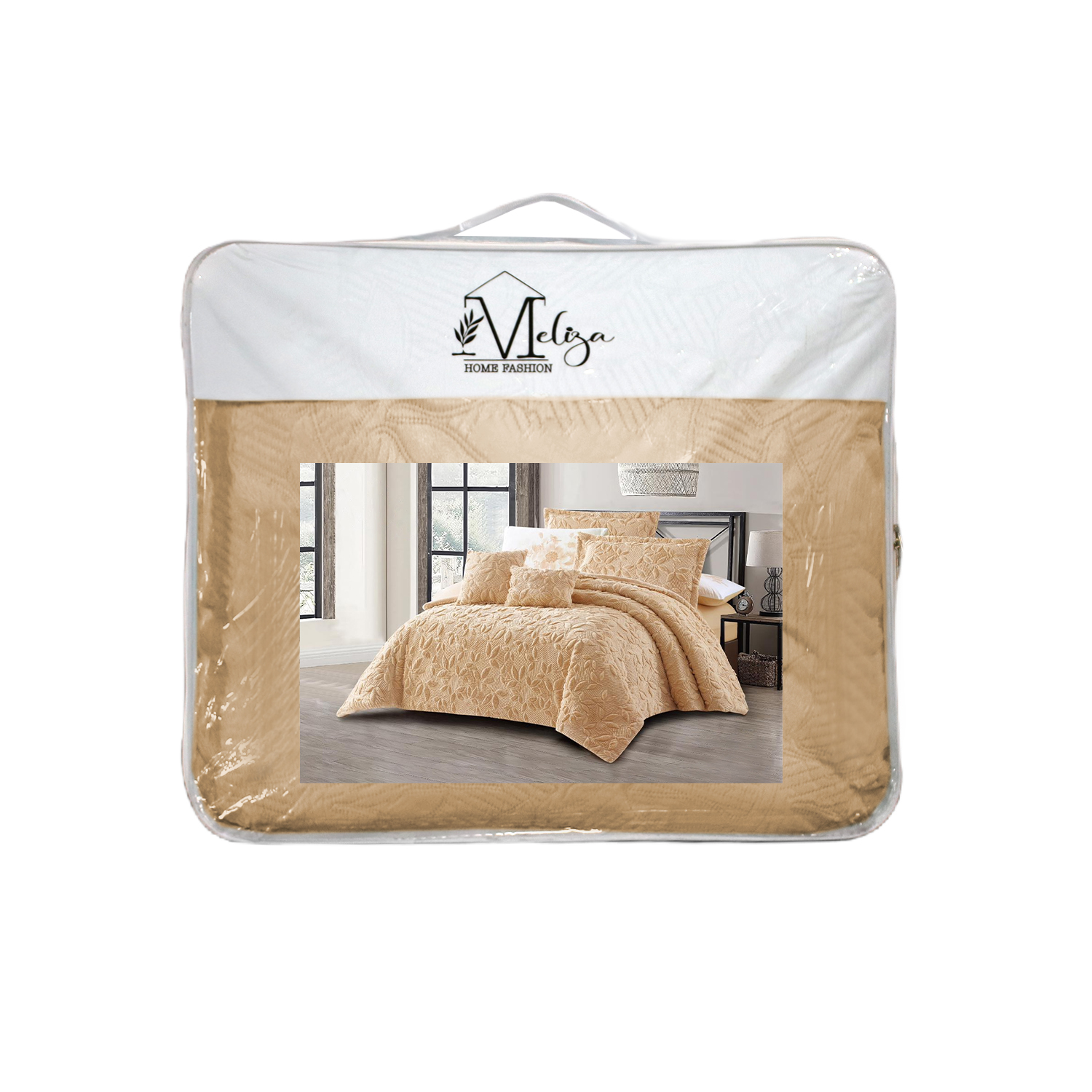 Edredón 7 Pzs Grace Flannel King Size 260 X 240 Zantelo Color Caqui