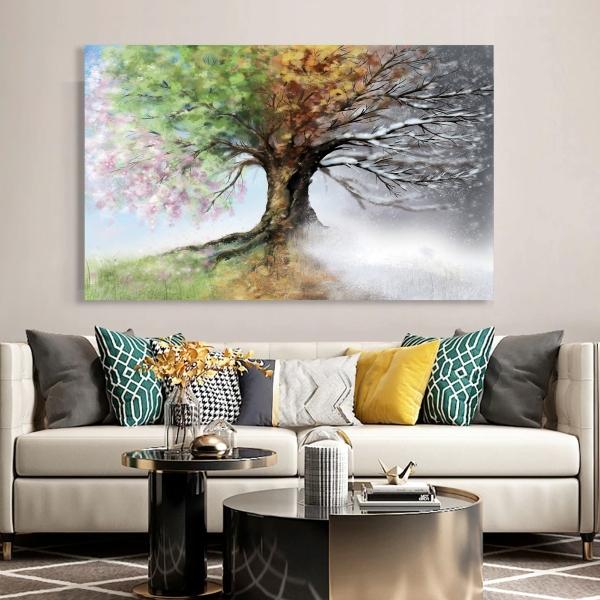 Cuadros Arboles Colores Moderno Tipo Oleo Canvas Calidad