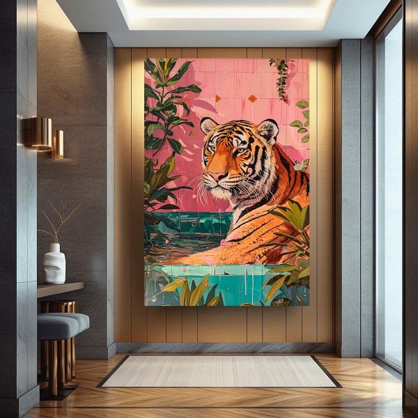 Cuadros Tigres Exótico Decoración Maximalista Canvas Grueso