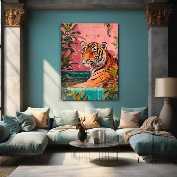 Cuadros Tigres Exótico Decoración Maximalista Canvas Grueso