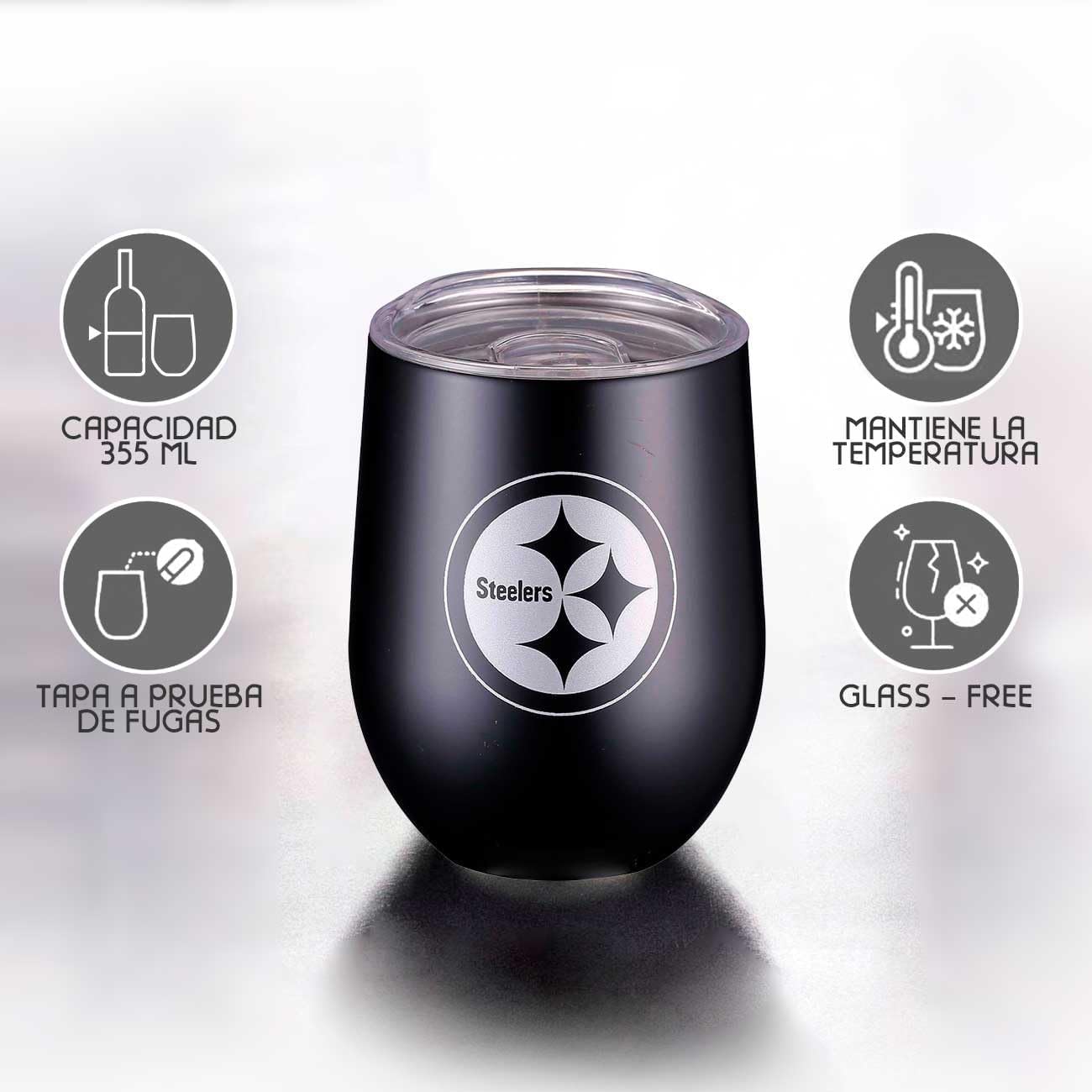 Termo de 12oz De La NFL Steelers De acero Inoxidable