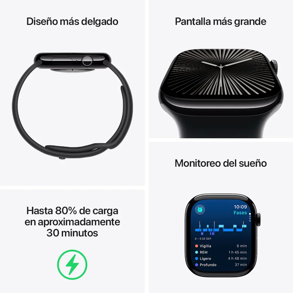 Apple Watch Series 10 Gps 42mm Aluminio Negro Azabache Correa Negro Dep S/M