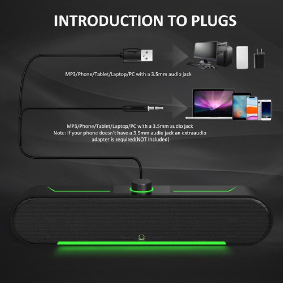 Bocina Speaker Para Pc Y Laptop Para Hogar, Plug-n-play, NEGRO