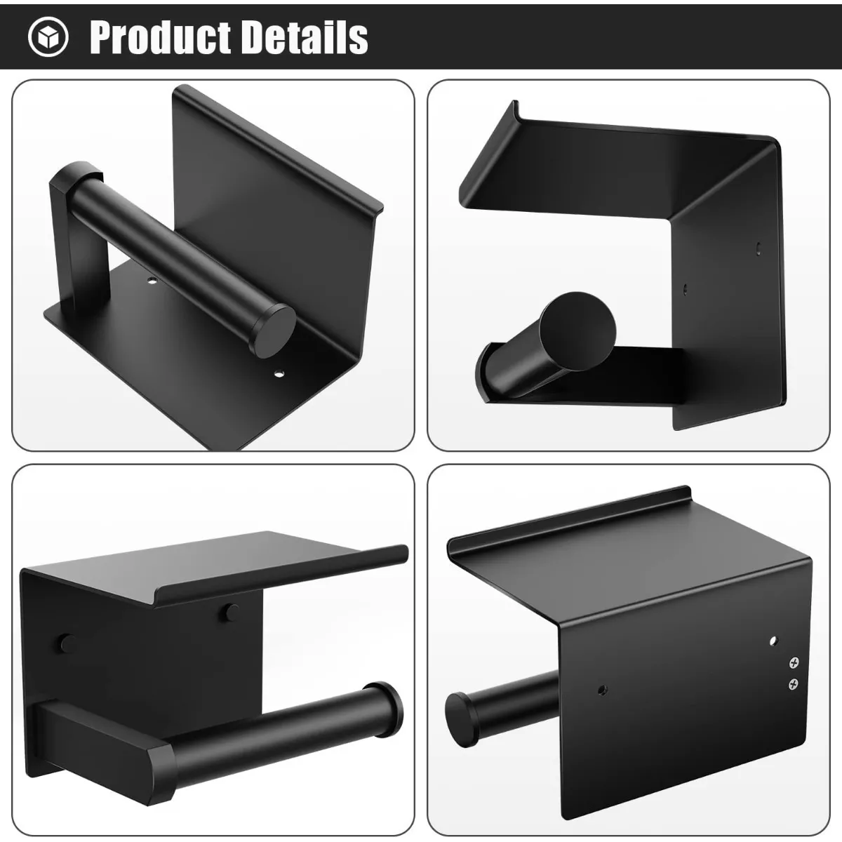 Portarrollo De Papel Higiénico Acero Inoxidable, Negro 3pcs