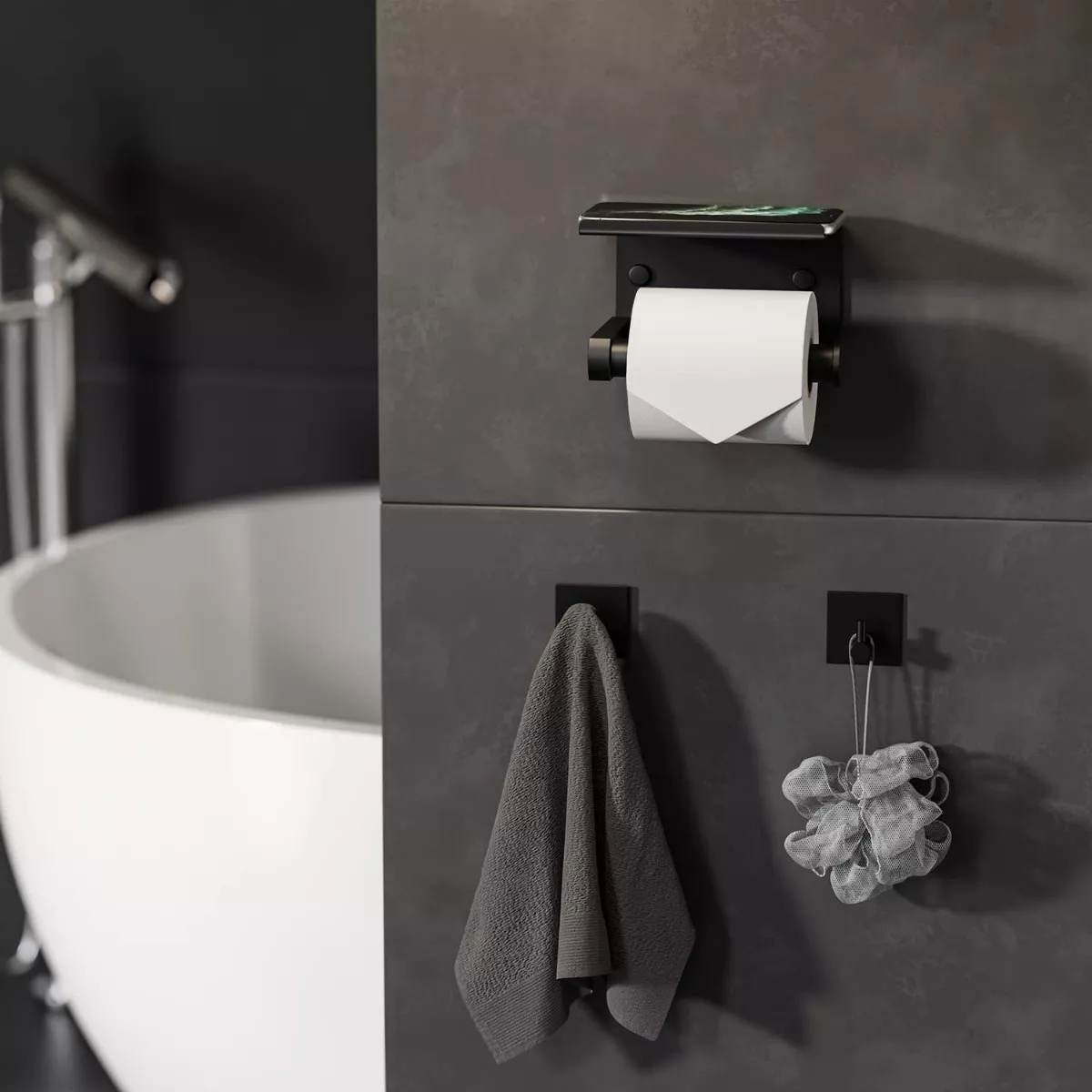 Portarrollo De Papel Higiénico Acero Inoxidable, Negro 3pcs