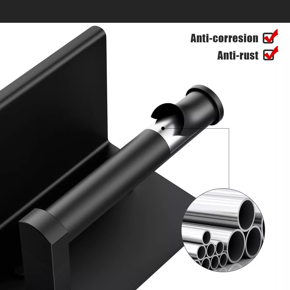 Portarrollo De Papel Higiénico Acero Inoxidable, Negro 3pcs