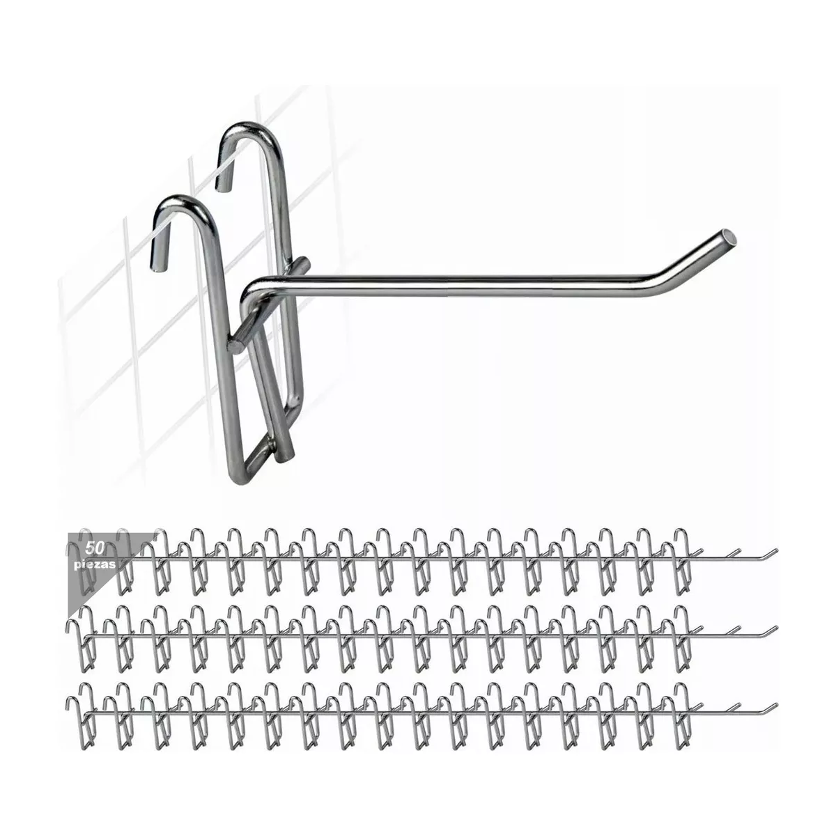 50 Ganchos Blister Exhibir Reja Malla