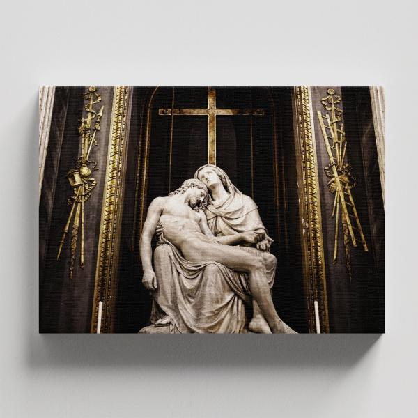 Cuadro Decorativo Religioso Jesús Estatua María 45 X 30