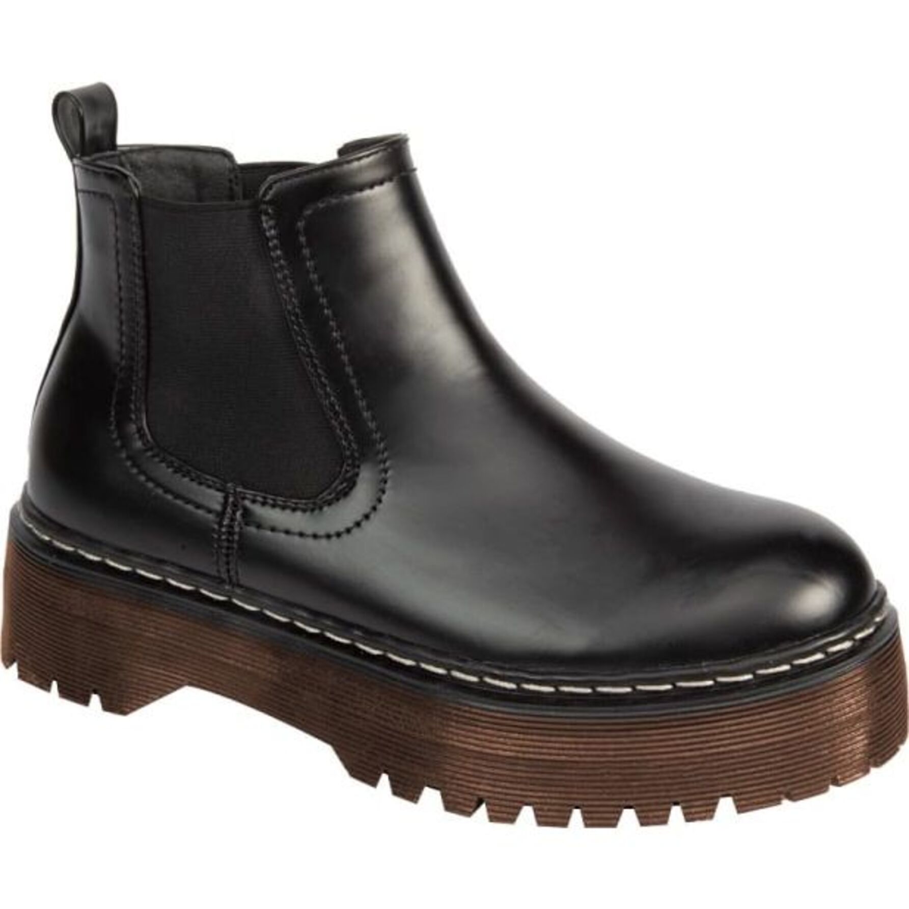 Bota para mujer, tipo Chelsea, acabado camaleón, con plataforma, color negro, marca Goodyear 1141720