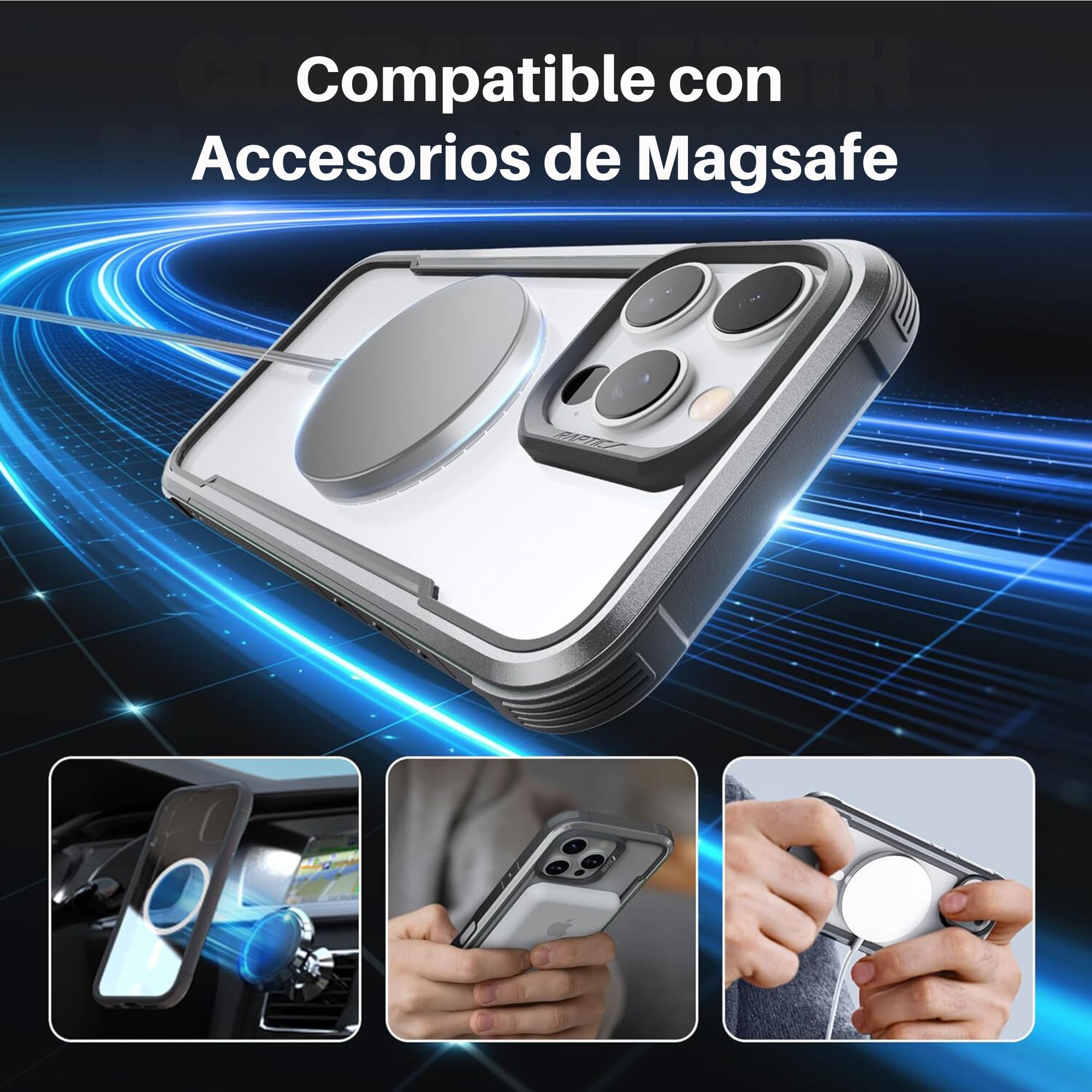 Funda Raptic Shield Magsafe Uso Rudo con Aleación de Marco Aluminio para iPhone 16 Pro Max