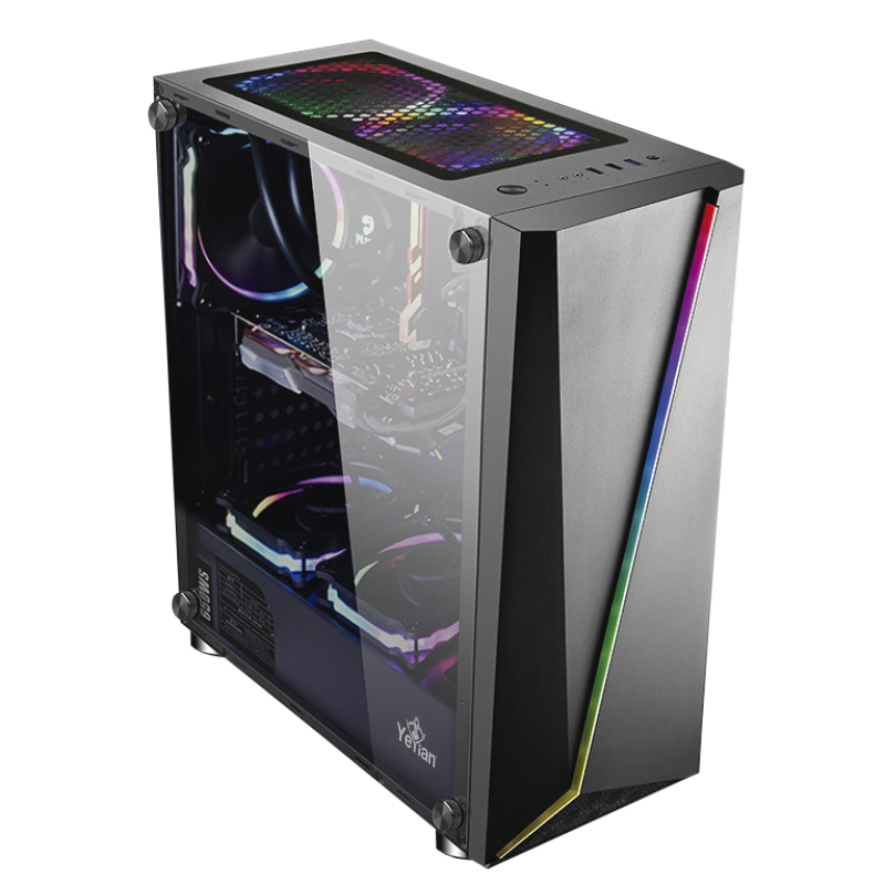 Gabinete Yeyian Armageddon 2200 MOD con Ventana RGB, Full-Tower, ATX, USB 3.0, sin Fuente, 3 Ventiladores RGB Instalados, Negro