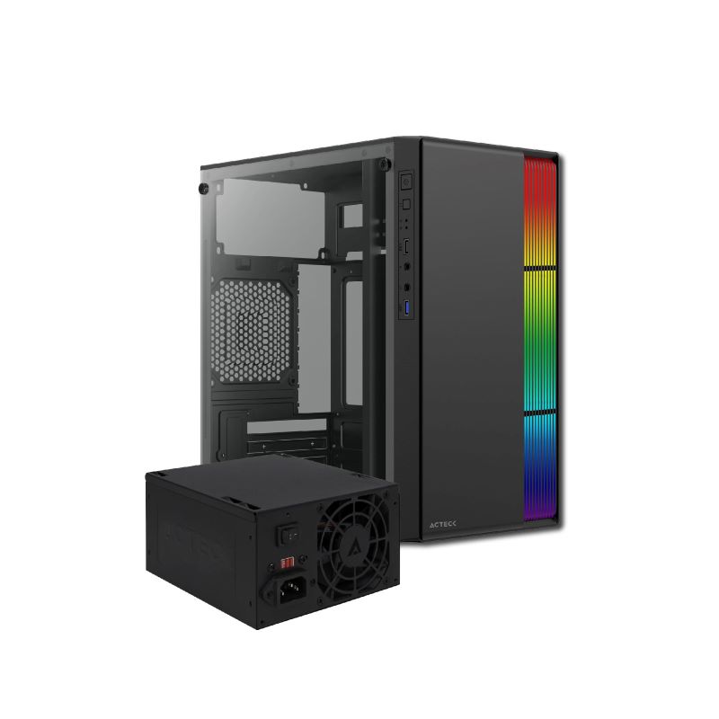 Gabinete Acteck Fusion II GI440 con Ventana, Micro Tower, Micro ATX/Mini-ITX, USB 2.0/3.0, con Fuente de 500W