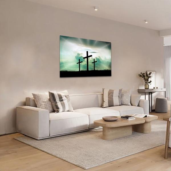 Cuadro Decorativo Religioso Jesús las tres cruces 90 X 60