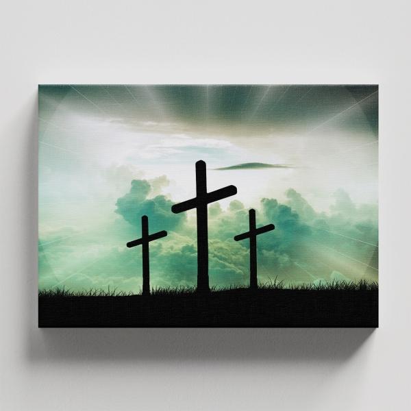 Cuadro Decorativo Religioso Jesús las tres cruces 90 X 60