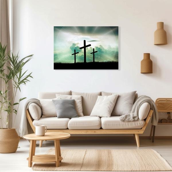 Cuadro Decorativo Religioso Jesús las tres cruces 90 X 60