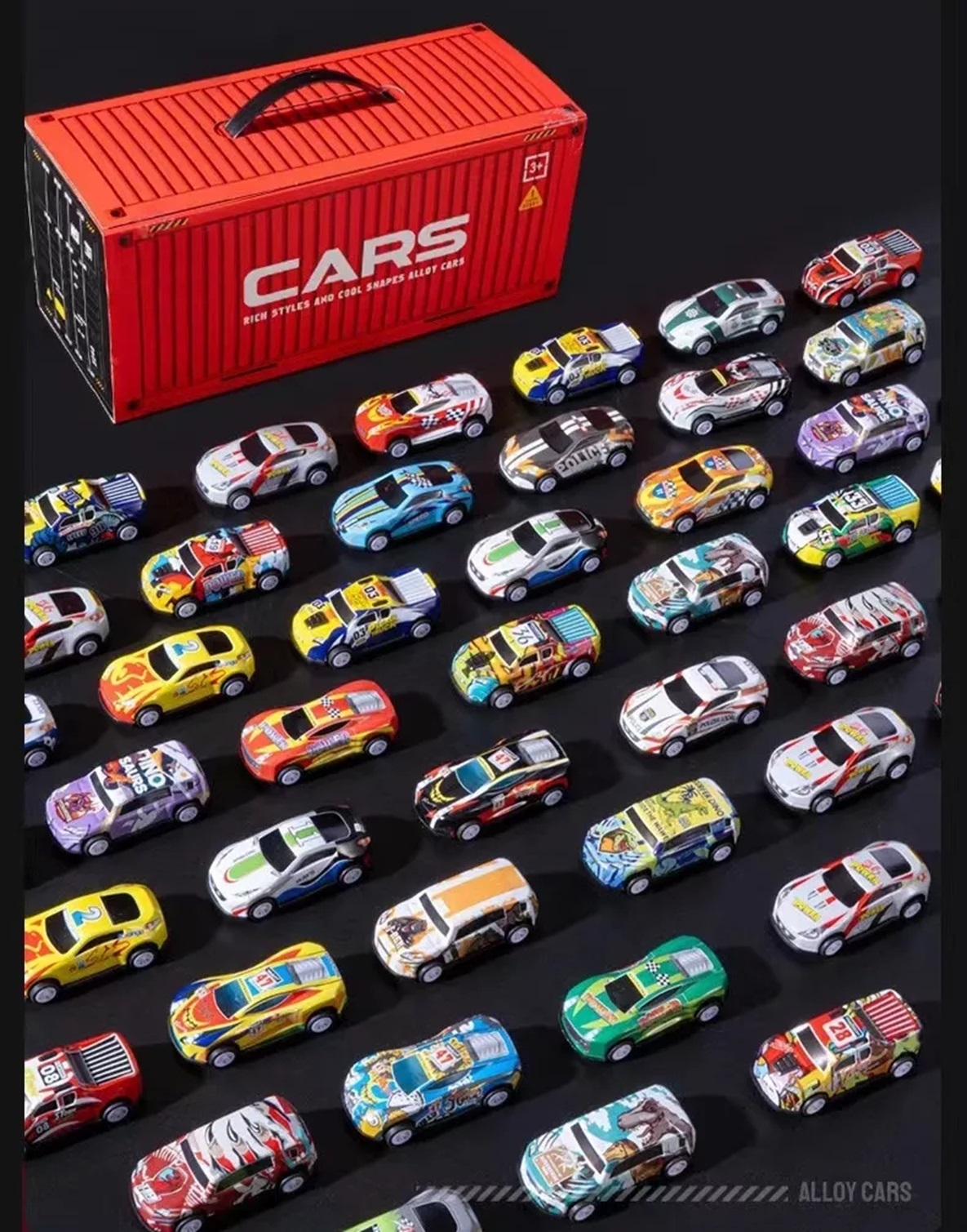 set de 48 piezas de carritos paquete de carros con maletin inluido