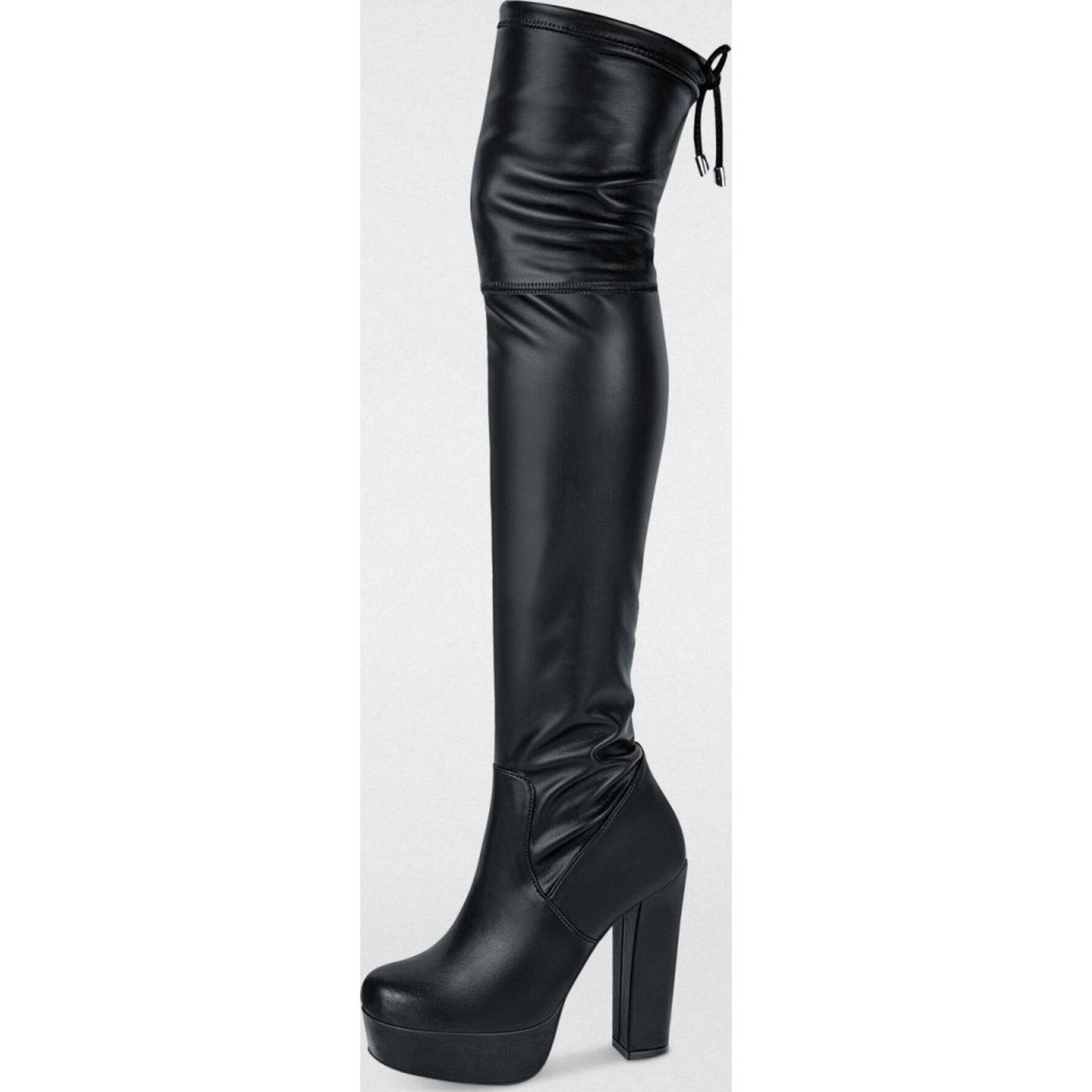 Botas para mujer, extra largas, stretch, acabado napa, tacón alto, color negro, marca Yaeli Fashion 1056265