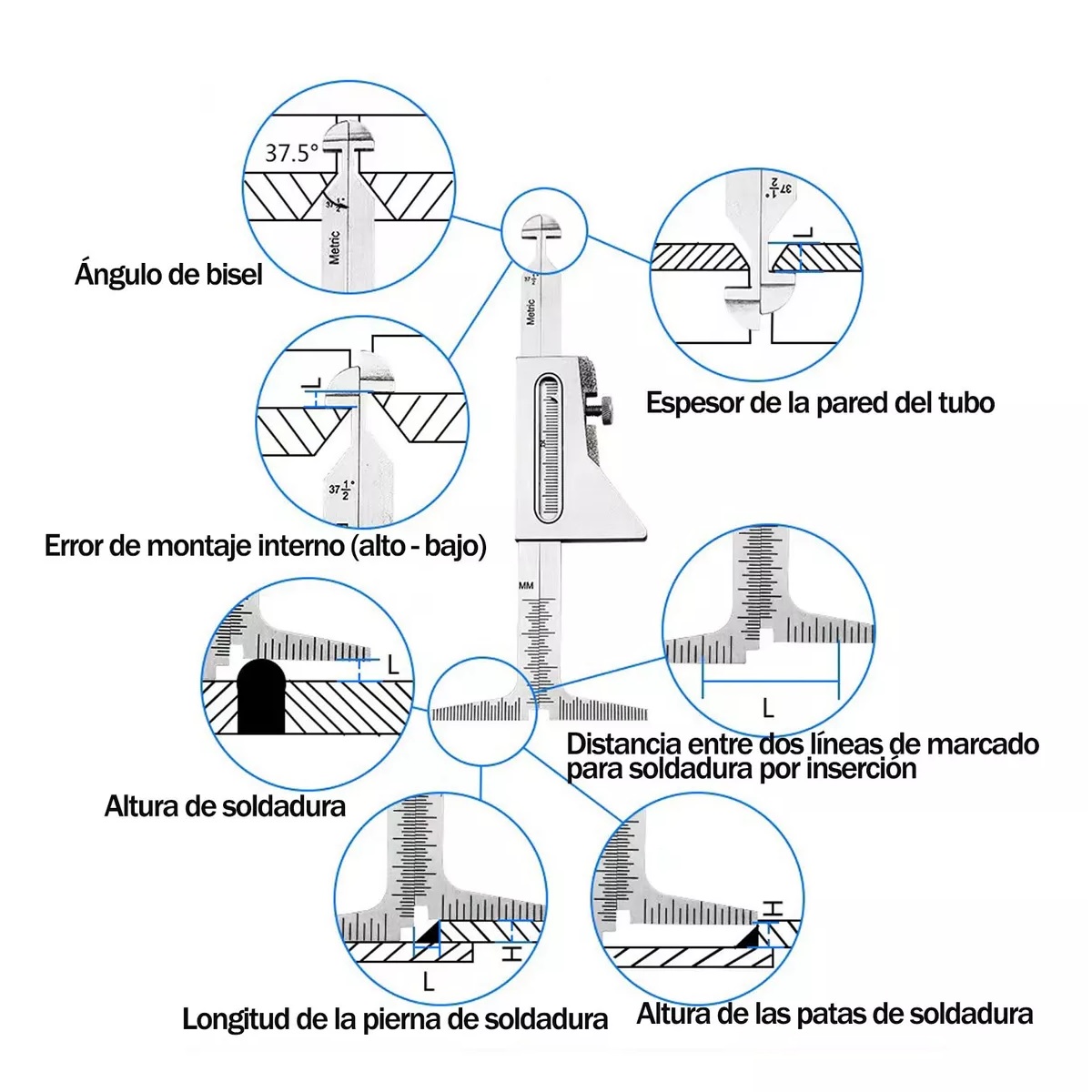 Medidor Inspección De Tubos Soldadura Hi-lo Regla De Prueba