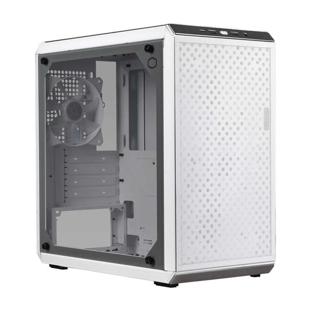 Gabinete Cooler Master MasterBox Q300L V2 con Ventana, Mini-Tower, Micro-ATX/Mini-ITX, USB 3.2, sin Fuente, 1 Ventilador Instalado, Blanco. 