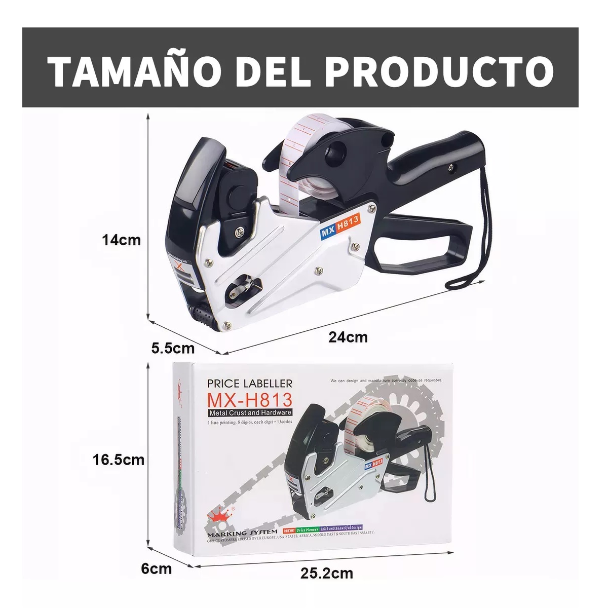8 Digitos Manual Metalica Etiquetadora Precios Etiquetas12pz