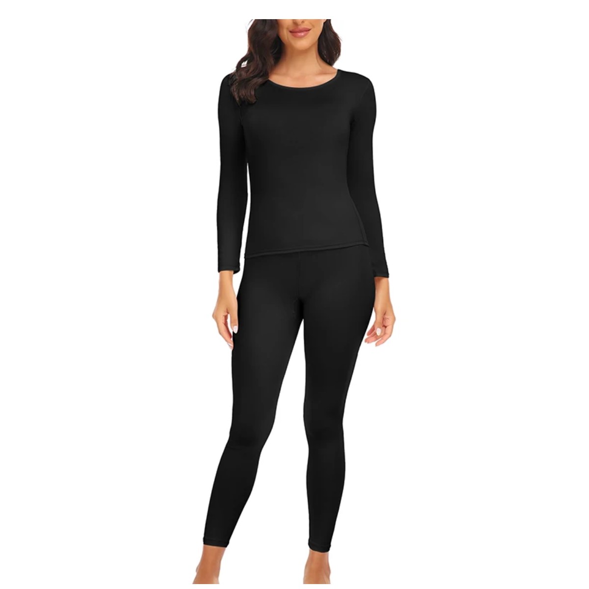 Ropa interior térmica mujer M negro pantalón blusa largos Tiempo frío conjunto completo uso diario