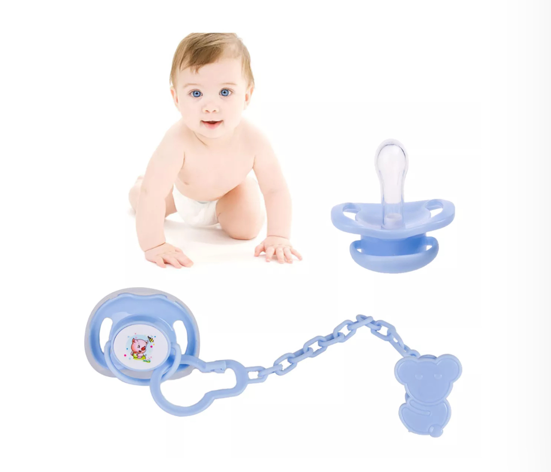 Chupones Wünd Para Bebes Caricatura+cadena De Chupete Anticaída Azul