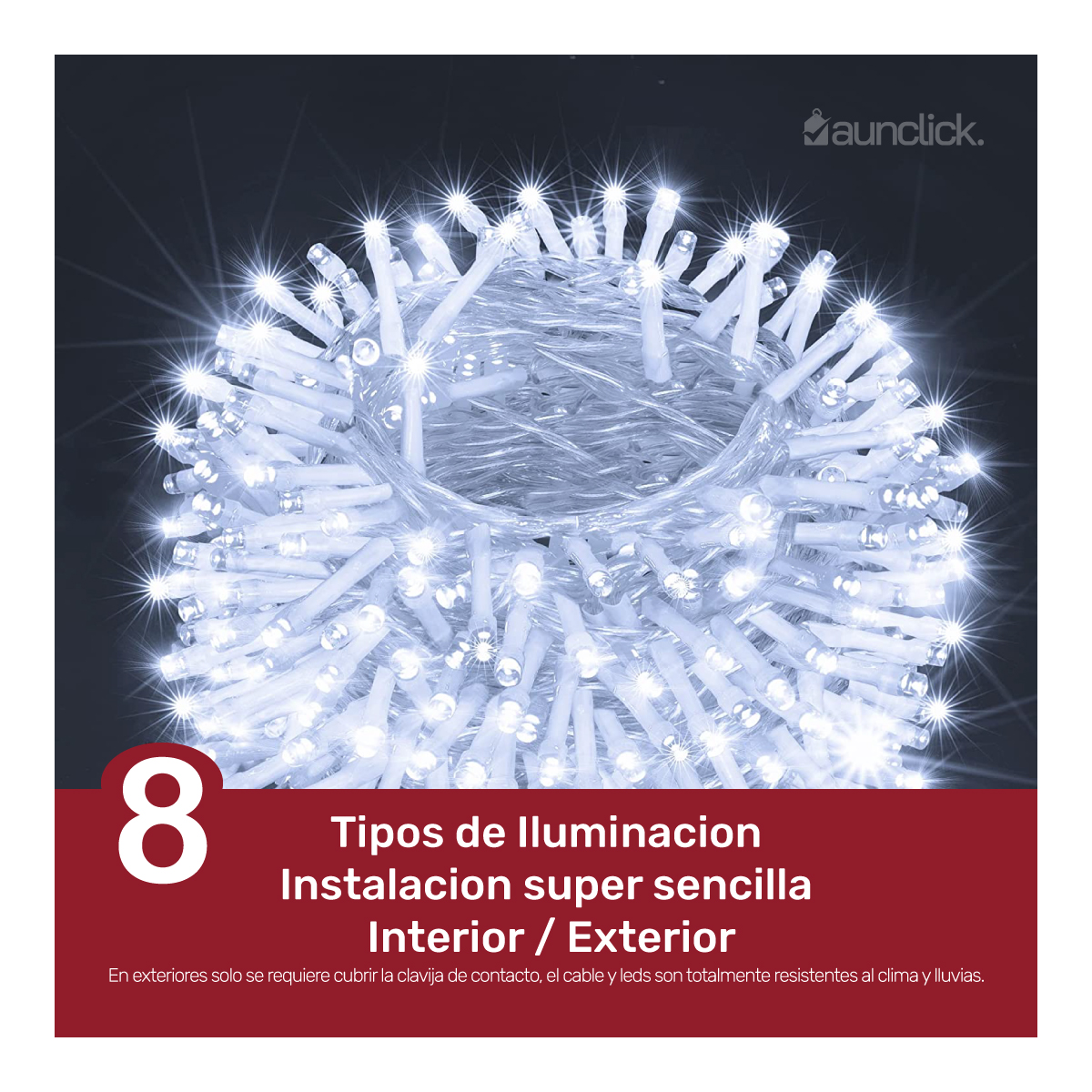 Serie Navideña Cascada Led 20 mts 1000 Luces Exterior Navidad - Blanco Frio