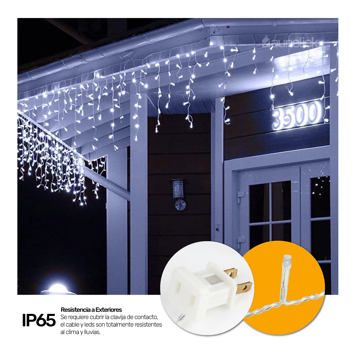 Serie Navideña Cascada Led 20 mts 1000 Luces Exterior Navidad - Blanco Frio