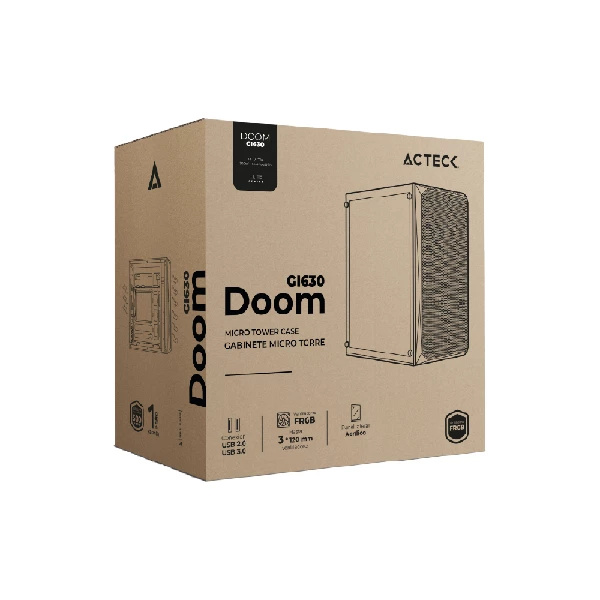 Gabinete Acteck Doom GI630 con Ventana, Micro-Tower, Micro-ATX/Mini-ITX, USB 3.0/2.0